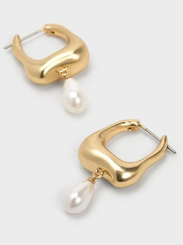 Women Corrine Teardrop Pearl Hoop Earrings 8211 Brush Gold CHARLES and KEITH Earrings Women Corrine Teardrop Pearl Hoop Earrings 8211 Brush Gold CHARLES and KEITH Earrings