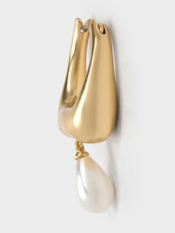 Women Corrine Teardrop Pearl Hoop Earrings 8211 Brush Gold CHARLES and KEITH Earrings Women Corrine Teardrop Pearl Hoop Earrings 8211 Brush Gold CHARLES and KEITH Earrings