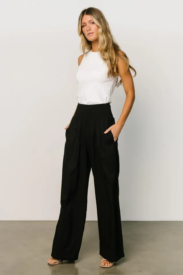Women Cover Ups Baltic Born Parvati Smocked Waist Pants Black Women Cover Ups Baltic Born Parvati Smocked Waist Pants Black
