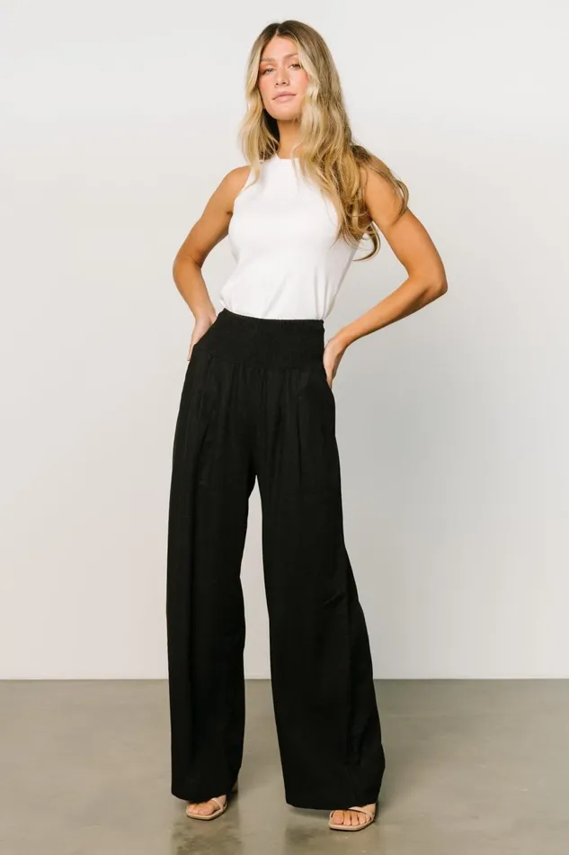 Women Cover Ups Baltic Born Parvati Smocked Waist Pants Black Women Cover Ups Baltic Born Parvati Smocked Waist Pants Black