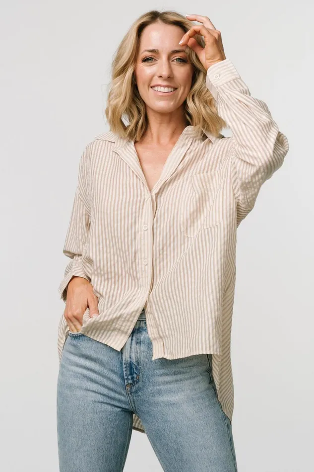 Women Cover Ups Baltic Born Sheldon Striped Oversized Top Natural