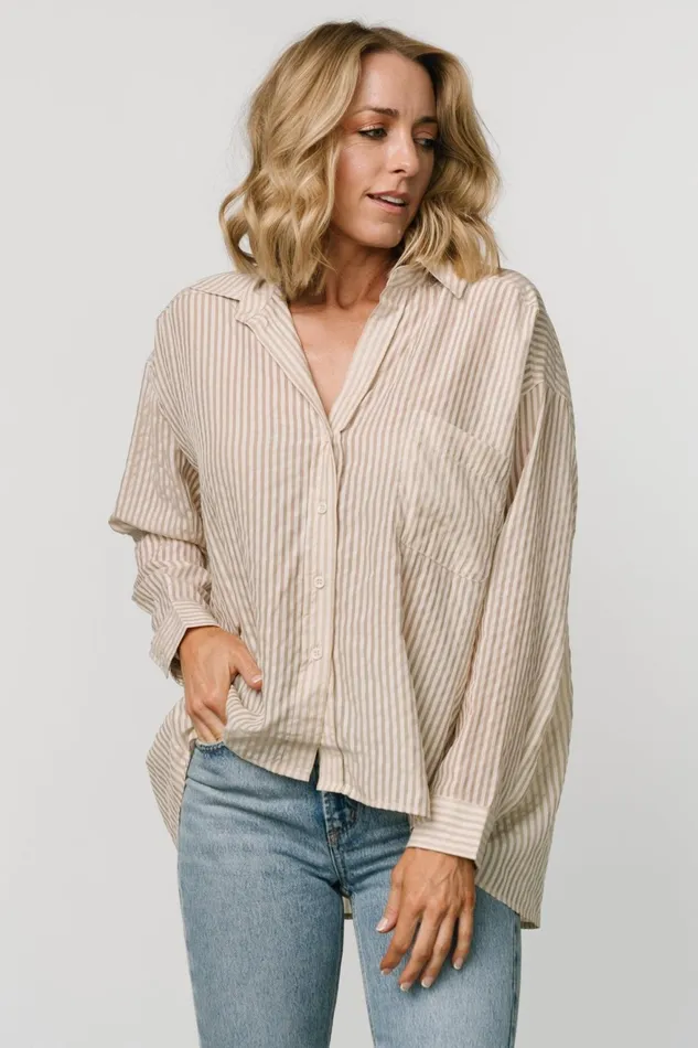 Women Cover Ups Baltic Born Sheldon Striped Oversized Top Natural Women Cover Ups Baltic Born Sheldon Striped Oversized Top Natural