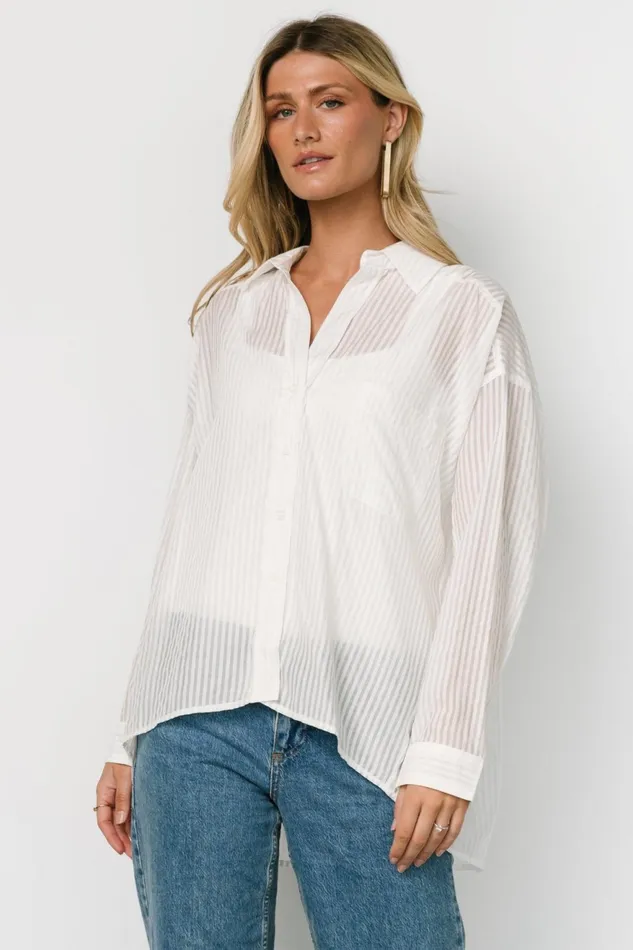 Women Cover Ups Baltic Born Sheldon Striped Oversized Top White Women Cover Ups Baltic Born Sheldon Striped Oversized Top White