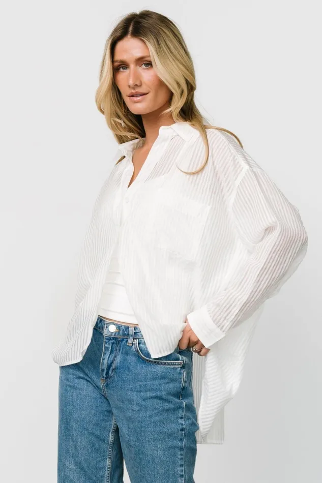Women Cover Ups Baltic Born Sheldon Striped Oversized Top White Women Cover Ups Baltic Born Sheldon Striped Oversized Top White