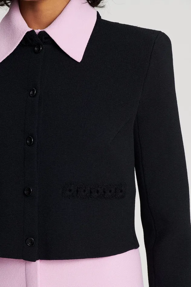Women CREPE KNIT DAISY CROP JACKET BLACK Jackets Scanlan Theodore Women CREPE KNIT DAISY CROP JACKET BLACK Jackets Scanlan Theodore