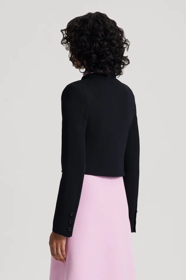 Women CREPE KNIT DAISY CROP JACKET BLACK Jackets Scanlan Theodore Women CREPE KNIT DAISY CROP JACKET BLACK Jackets Scanlan Theodore