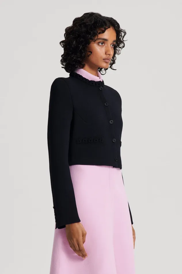 Women CREPE KNIT DAISY CROP JACKET BLACK Jackets Scanlan Theodore Women CREPE KNIT DAISY CROP JACKET BLACK Jackets Scanlan Theodore