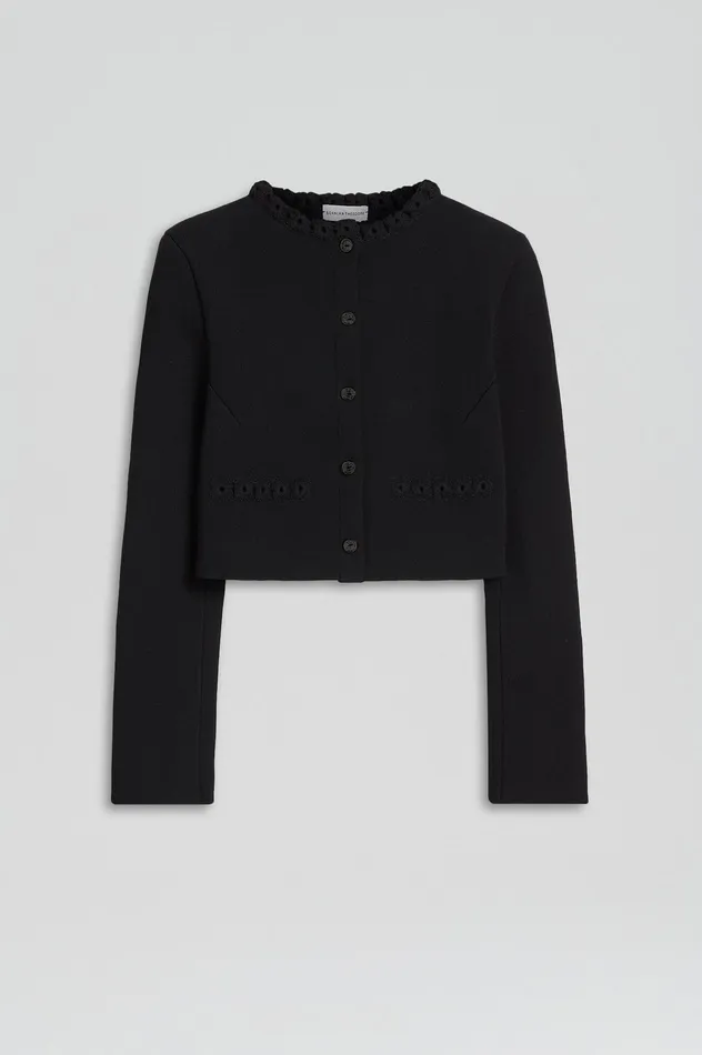Women CREPE KNIT DAISY CROP JACKET BLACK Jackets Scanlan Theodore Women CREPE KNIT DAISY CROP JACKET BLACK Jackets Scanlan Theodore