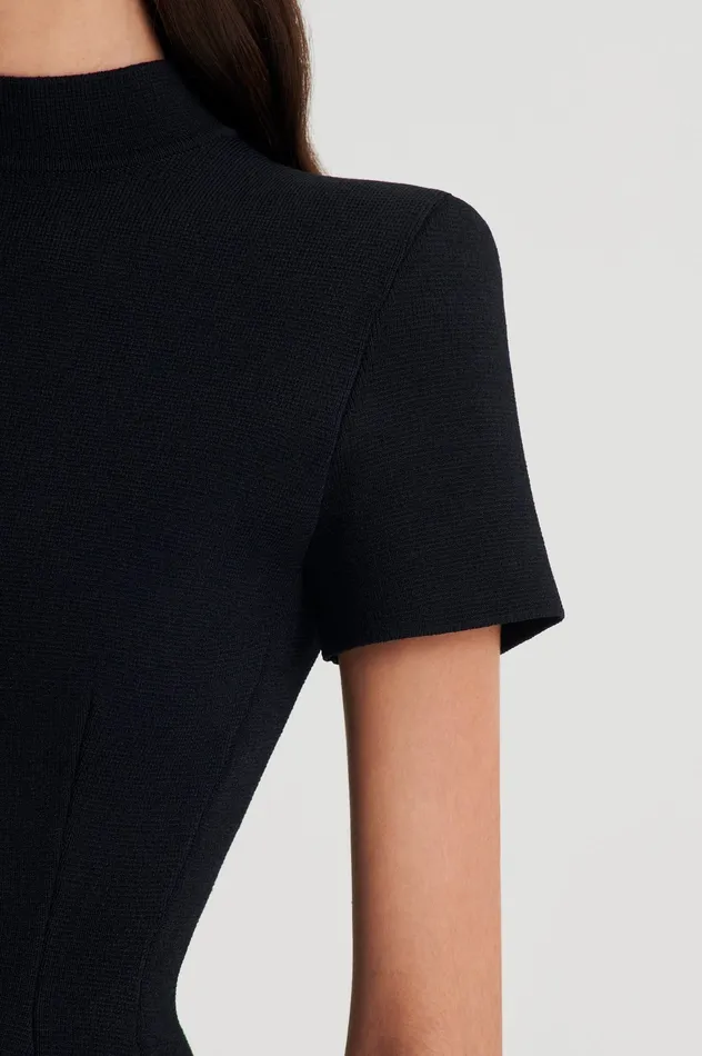 Women CREPE KNIT PEPLUM DRESS BLACK Knitwear Scanlan Theodore Women CREPE KNIT PEPLUM DRESS BLACK Knitwear Scanlan Theodore