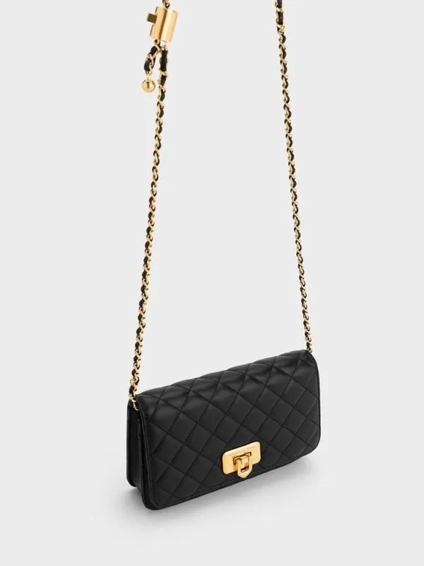 Women Cressida Quilted PushLock Clutch 8211 Black CHARLES and KEITH Clutches
