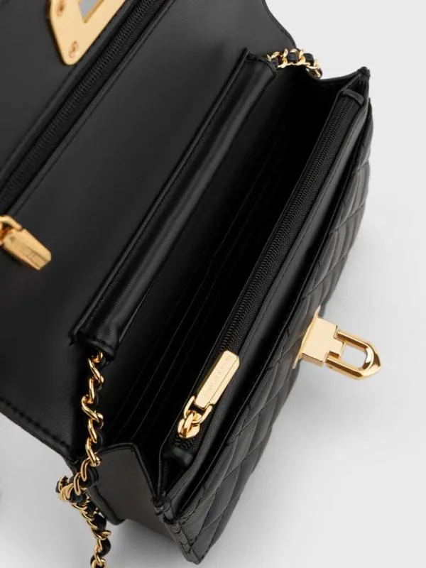 Women Cressida Quilted PushLock Clutch 8211 Black CHARLES and KEITH Clutches
