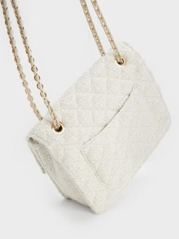 Women Cressida Tweed Chain Strap Bag 8211 Chalk CHARLES and KEITH Clutches