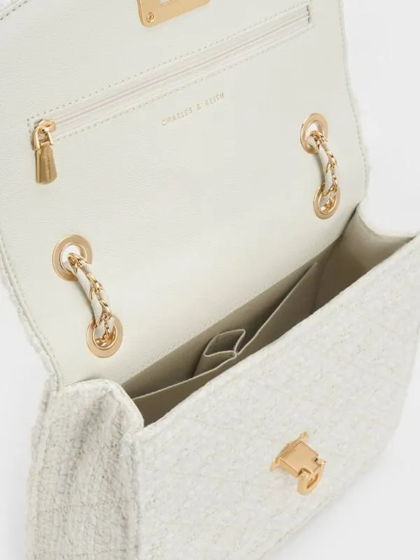 Women Cressida Tweed Chain Strap Bag 8211 Chalk CHARLES and KEITH Clutches