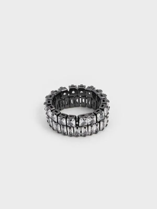 Women Crystal DoubleRow Eternity Ring 8211 Black CHARLES and KEITH Rings Women Crystal DoubleRow Eternity Ring 8211 Black CHARLES and KEITH Rings