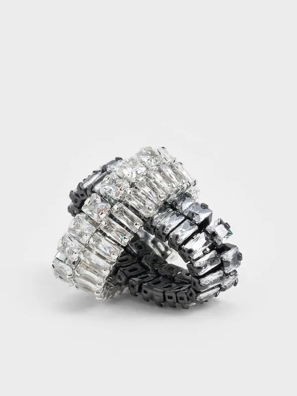 Women Crystal DoubleRow Eternity Ring 8211 Black CHARLES and KEITH Rings Women Crystal DoubleRow Eternity Ring 8211 Black CHARLES and KEITH Rings