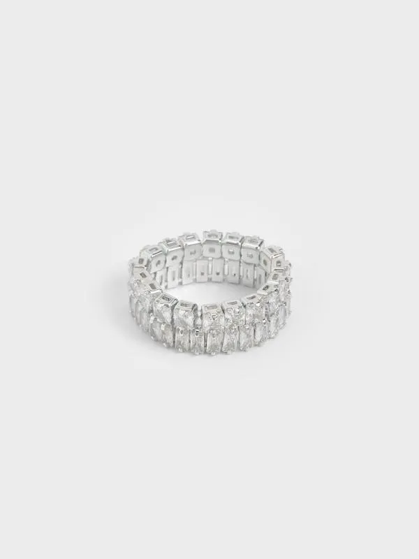 Women Crystal DoubleRow Eternity Ring 8211 Silver CHARLES and KEITH Rings Women Crystal DoubleRow Eternity Ring 8211 Silver CHARLES and KEITH Rings