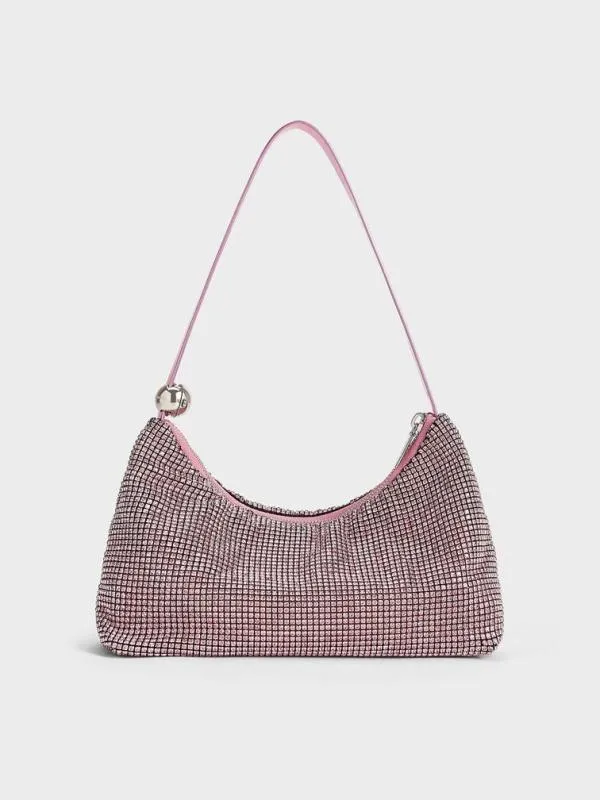Women CrystalEmbellished TwoWay Bag 8211 Pink CHARLES and KEITH Shoulder Bags Women CrystalEmbellished TwoWay Bag 8211 Pink CHARLES and KEITH Shoulder Bags