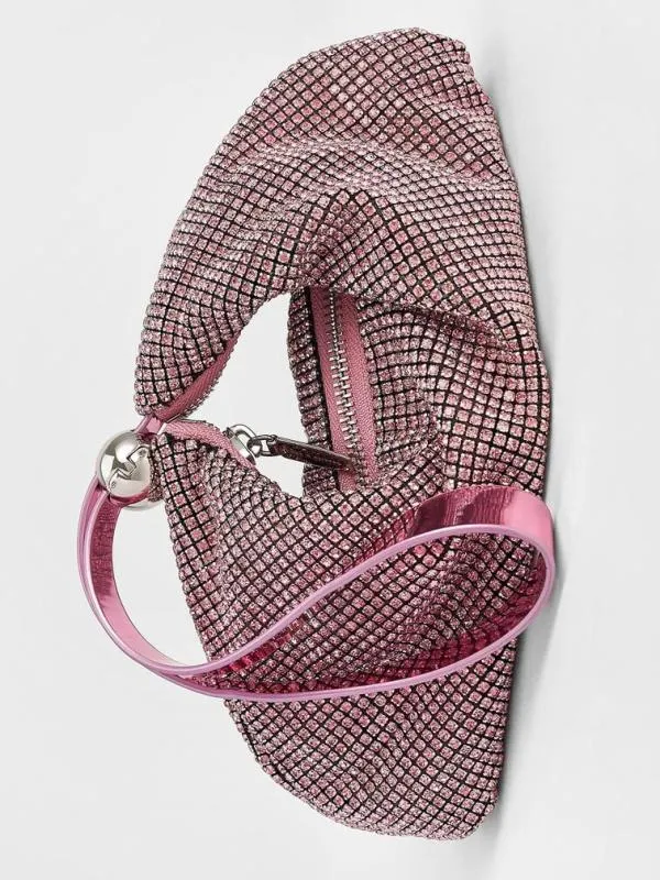 Women CrystalEmbellished TwoWay Bag 8211 Pink CHARLES and KEITH Shoulder Bags