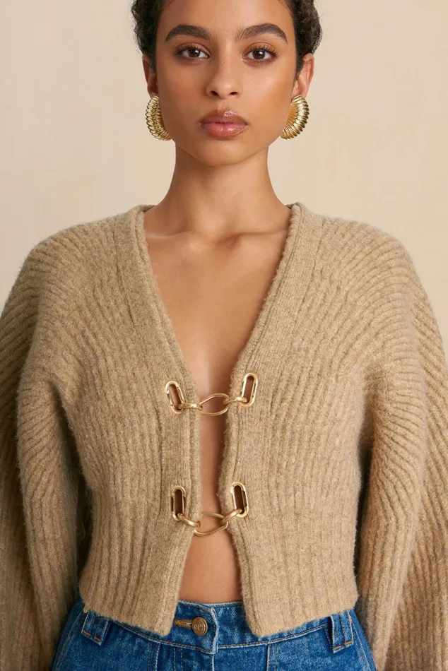 Women Cult Gaia Knits CASELLA KNIT CARDIGAN 8211 CHAMPAGNE