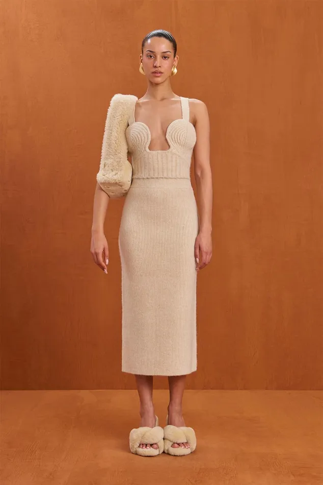 Women Cult Gaia Knits JODIE KNIT SKIRT 8211 OFF WHITE