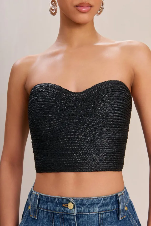 Women Cult Gaia Tops JACIRA TOP 8211 BLACK RAFFIA