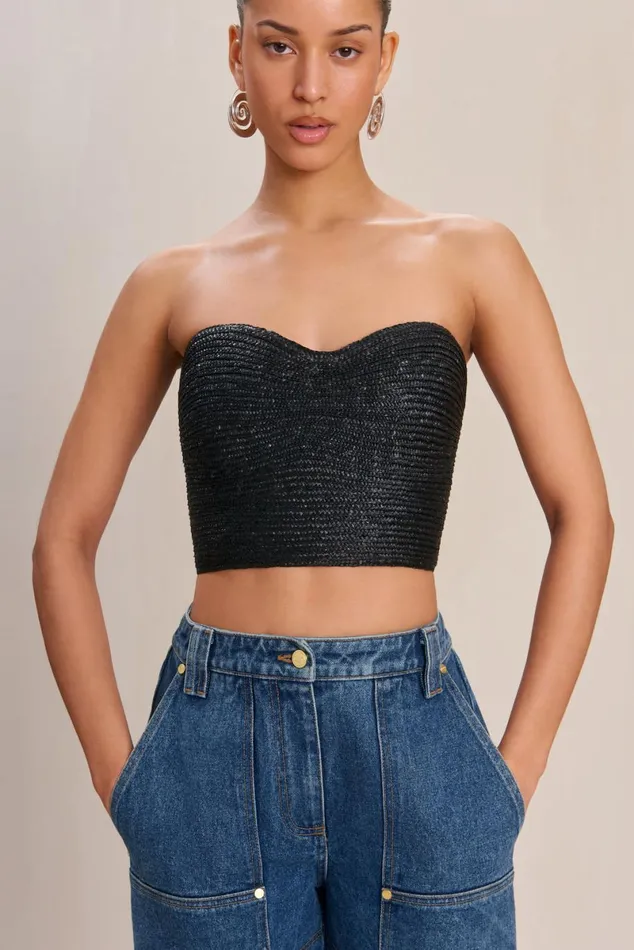 Women Cult Gaia Tops JACIRA TOP 8211 BLACK RAFFIA Women Cult Gaia Tops JACIRA TOP 8211 BLACK RAFFIA