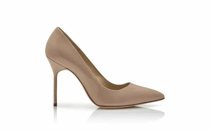 Women Dark Blush Patent Leather Pointed Toe Pumps Manolo Blahnik Pumps