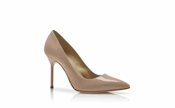 Women Dark Blush Patent Leather Pointed Toe Pumps Manolo Blahnik Pumps