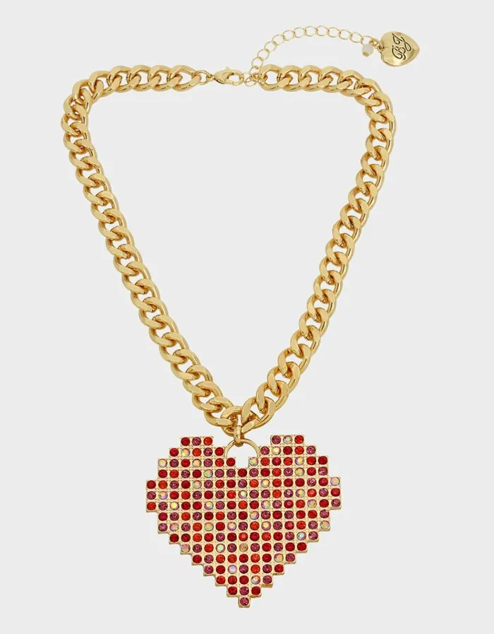 Women DEAR BETSEY SHORT HEART NECKLACE PINK Betsey Johnson