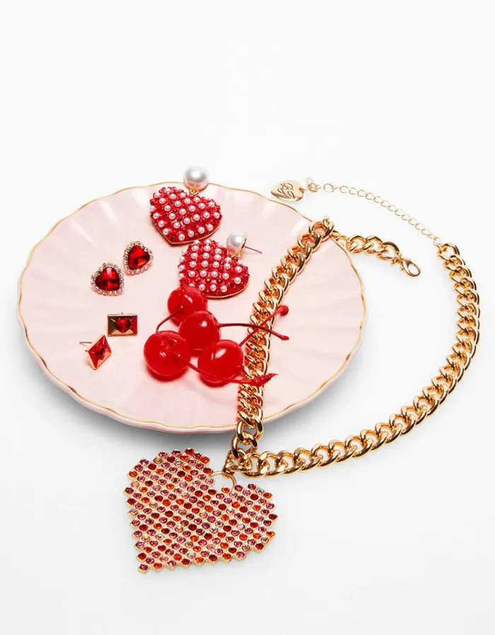 Women DEAR BETSEY SHORT HEART NECKLACE PINK Betsey Johnson