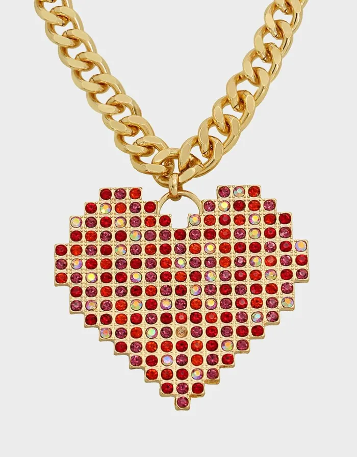 Women DEAR BETSEY SHORT HEART NECKLACE PINK Betsey Johnson