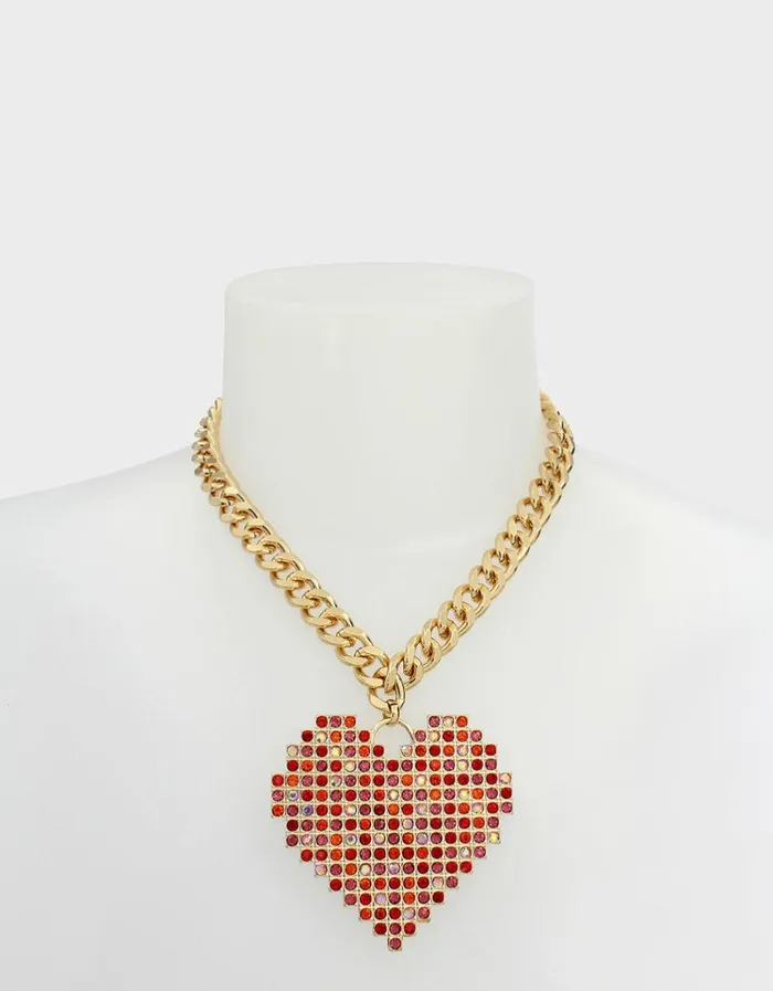Women DEAR BETSEY SHORT HEART NECKLACE PINK Betsey Johnson