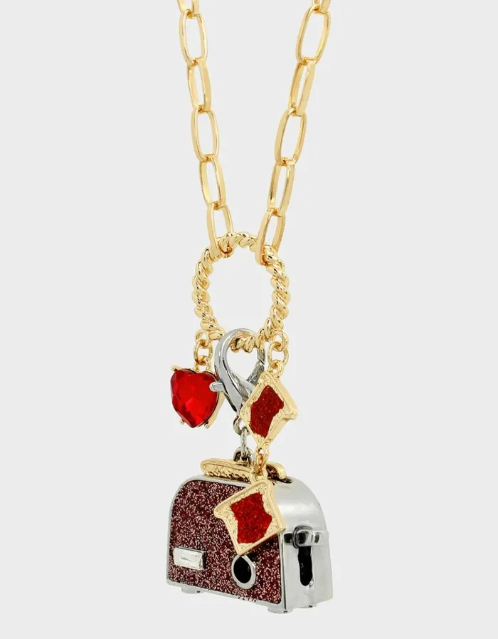 Women DEAR BETSEY TOASTER NECKLACE PINK Betsey Johnson