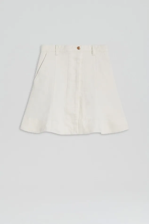 Women DENIM SKATER SKIRT NATURAL Skirts Scanlan Theodore Women DENIM SKATER SKIRT NATURAL Skirts Scanlan Theodore