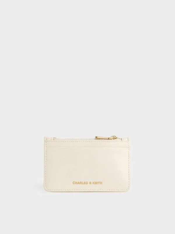 Women Donna CrinkleEffect Panelled Card Holder 8211 Cream CHARLES and KEITH Card Holders