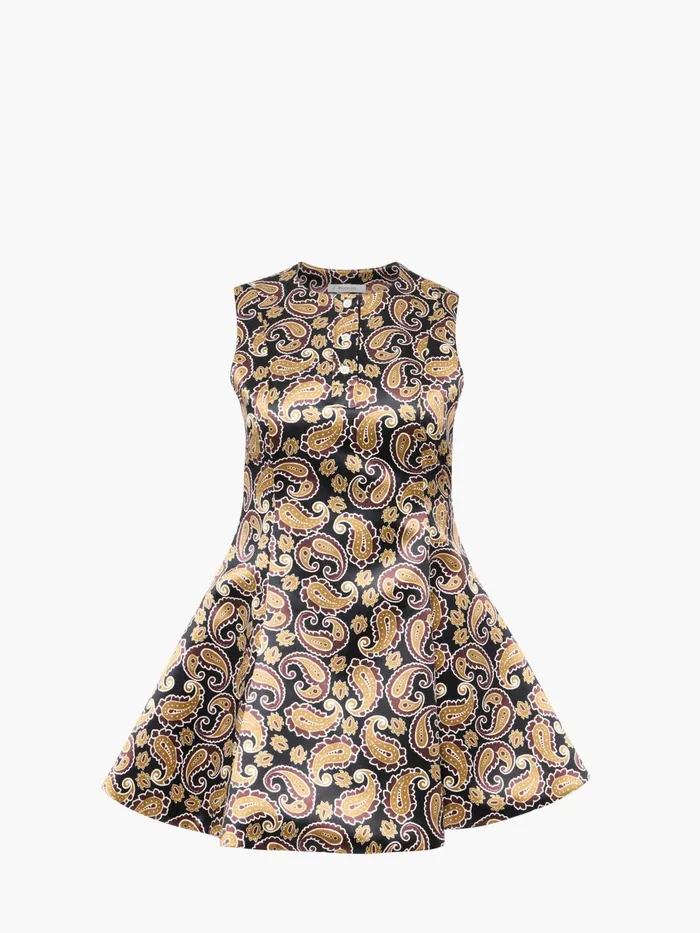 Women Dresses JW Anderson PAISLEY039 PRINT CIRCLESKIRT DRESS Red Brown