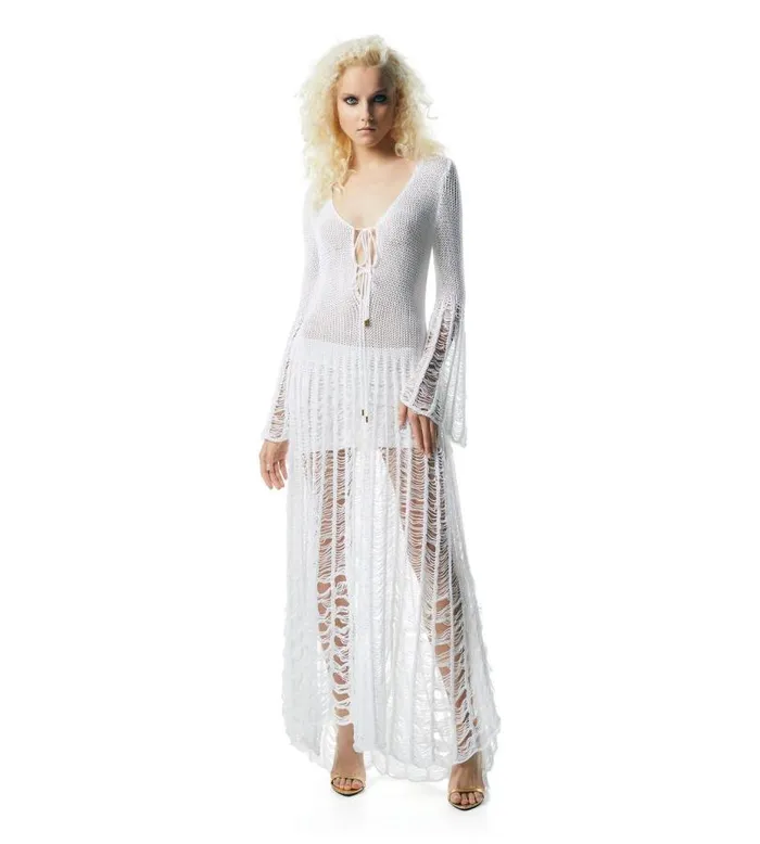 Women Dresses Tom Ford Cotton Large Ladder Knit Dress Women Dresses Tom Ford Cotton Large Ladder Knit Dress