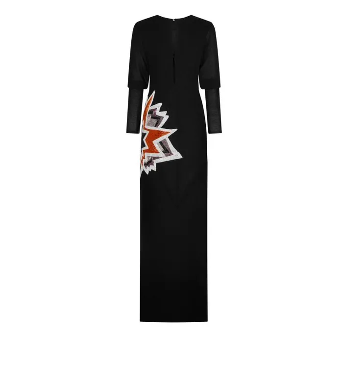 Women Dresses Tom Ford Kapow Evening Dress Black and Multicolor Women Dresses Tom Ford Kapow Evening Dress Black and Multicolor