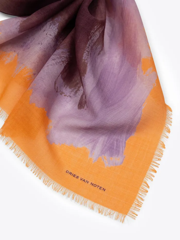 Women Dries Van Noten Scarves and Foulards Printed Wool Scarf