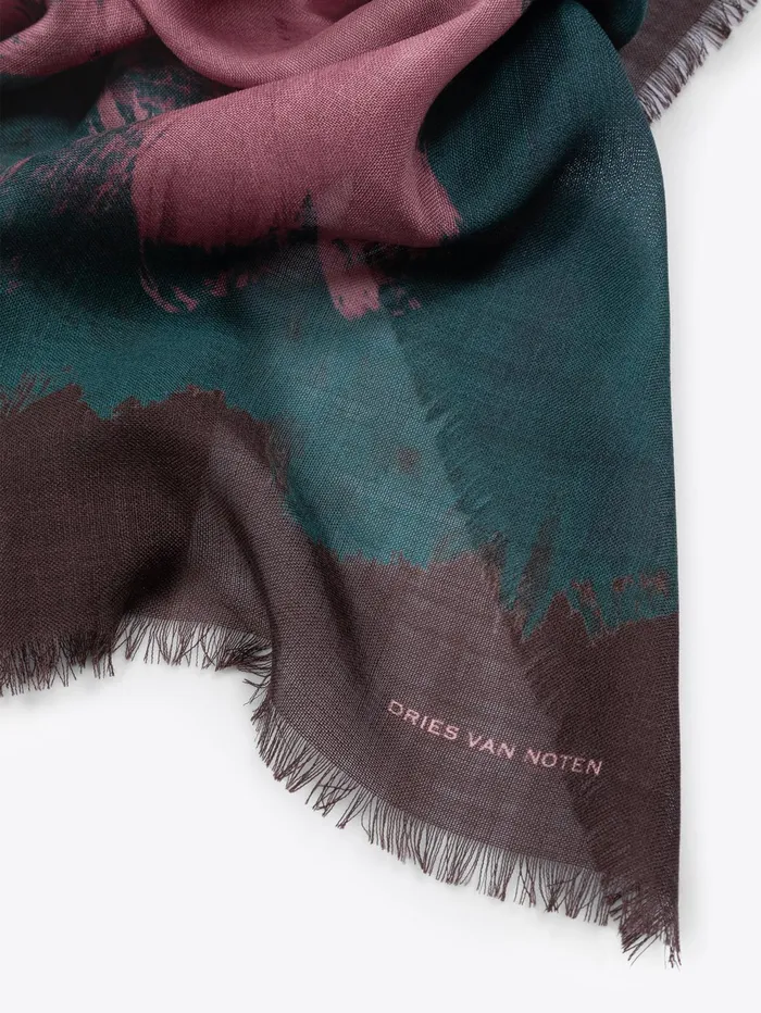 Women Dries Van Noten Scarves and Foulards Printed Wool Scarf