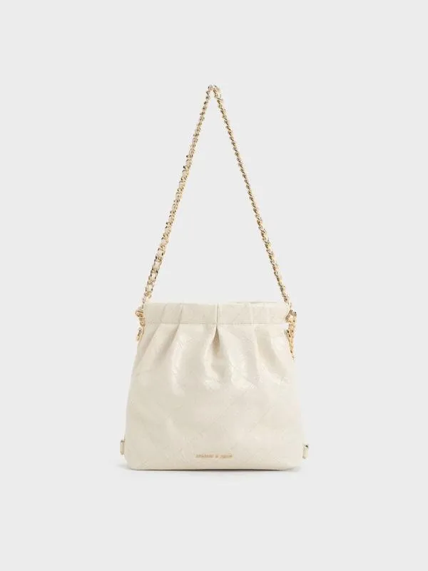 Women Duo ChainHandle TwoWay Backpack 8211 Cream CHARLES and KEITH Slouchy Bags Women Duo ChainHandle TwoWay Backpack 8211 Cream CHARLES and KEITH Slouchy Bags