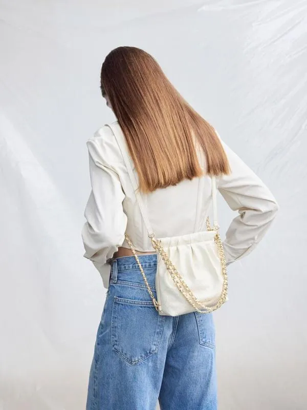 Women Duo ChainHandle TwoWay Backpack 8211 Cream CHARLES and KEITH Slouchy Bags