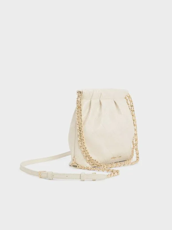 Women Duo ChainHandle TwoWay Backpack 8211 Cream CHARLES and KEITH Slouchy Bags