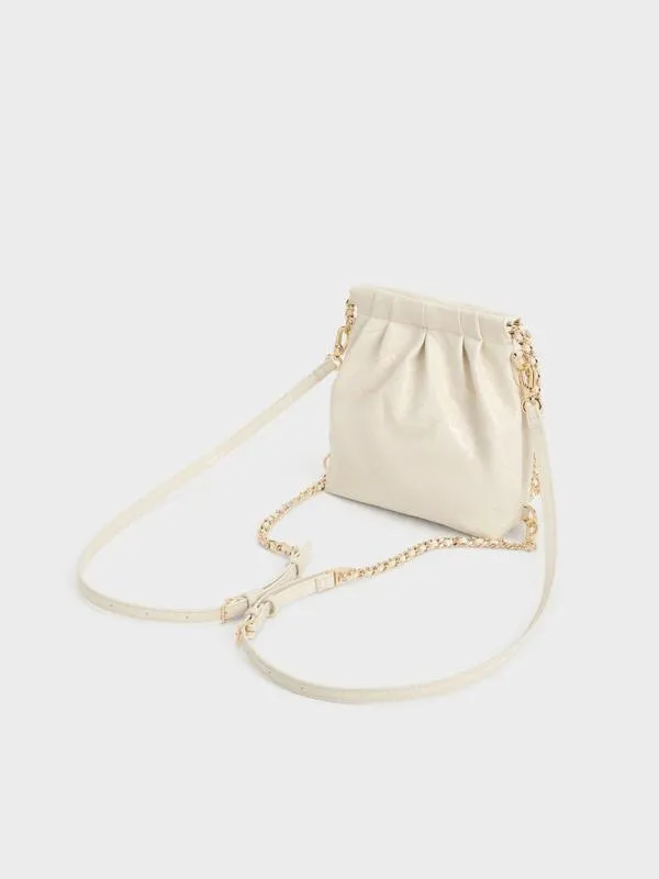 Women Duo ChainHandle TwoWay Backpack 8211 Cream CHARLES and KEITH Slouchy Bags