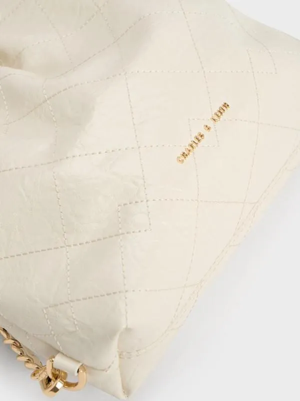 Women Duo ChainHandle TwoWay Backpack 8211 Cream CHARLES and KEITH Slouchy Bags