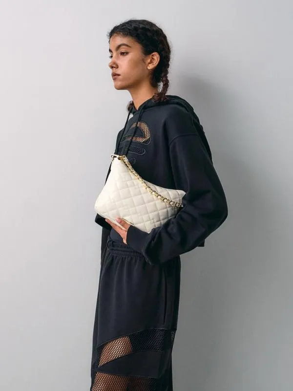 Women Duo Quilted Slouchy Hobo Bag 8211 Cream CHARLES and KEITH Hobo Bags