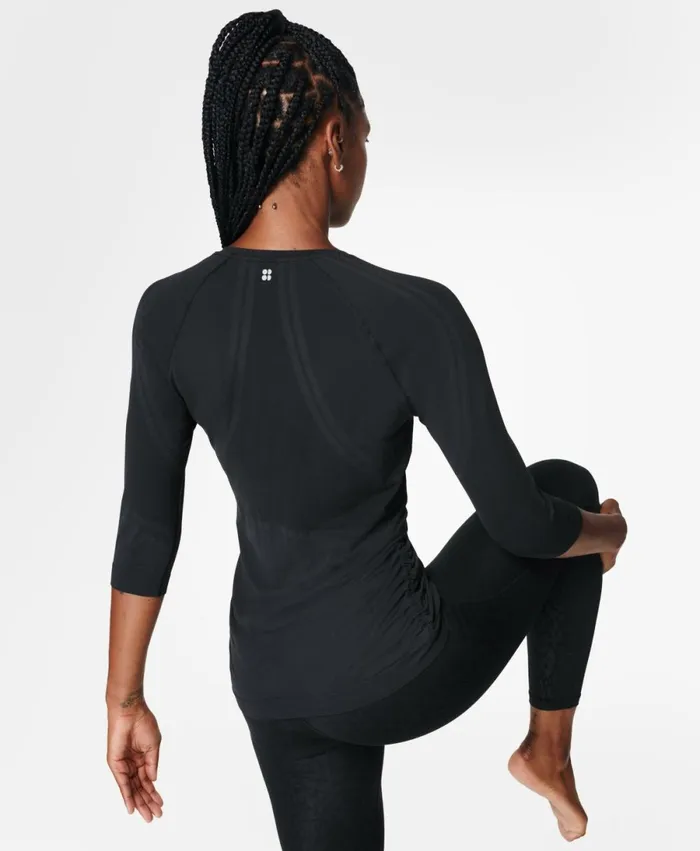 Women Dynamic Seamless Yoga Top Black Sweaty Betty TShirts