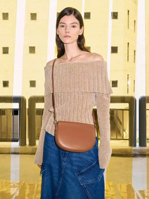 Women Elora Curved Top Handle Bag 8211 Tan CHARLES and KEITH Top Handle Bags