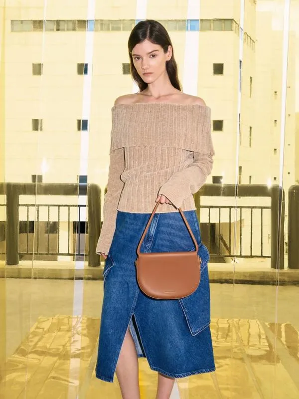 Women Elora Curved Top Handle Bag 8211 Tan CHARLES and KEITH Top Handle Bags