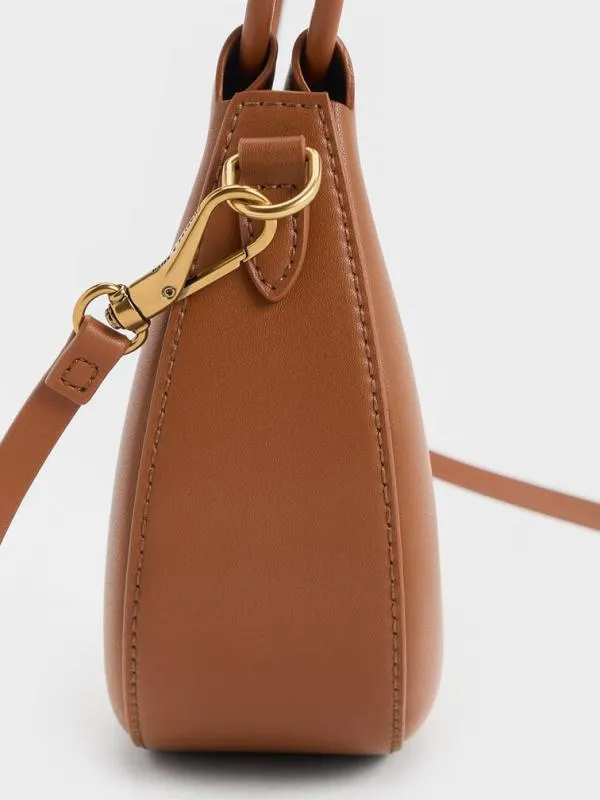 Women Elora Curved Top Handle Bag 8211 Tan CHARLES and KEITH Top Handle Bags
